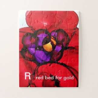 R - Lit rouge pour le puzzle d'art d'alphabet d'or