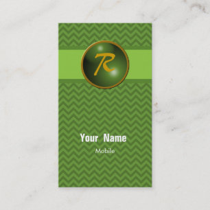 R Monogram Chevron Business Card