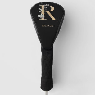 R Monogram Floral Personalized Golf Head Cover