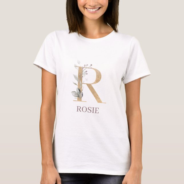 R Monogram Floral Personalized T-Shirt (Front)