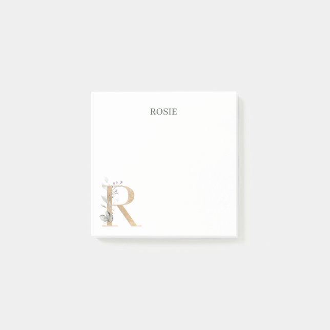 R Monogram Floral Post-it Notes (Front)