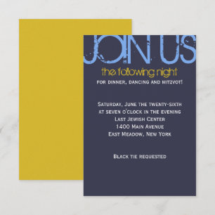 R Monogram Initial Bar Bat Mitzvah Party Card