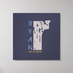 R Monogram Initial Bar Bat Mitzvah Sign-In Board Canvas Print