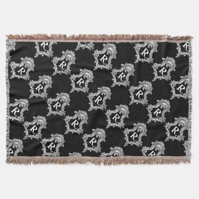 R Monogram Initial Throw Blanket (Front)