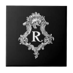 R Monogram Initial Tile