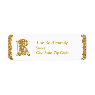 R Monogram "Irish Gold" design Address Labels