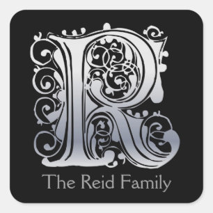 R Monogram "Silver Lace" design Envelope Seals