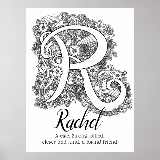 R monogram tangle art Rachel name meaning Poster Zazzle.ca