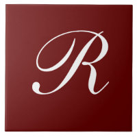 R Monogram, White on Dark Red,