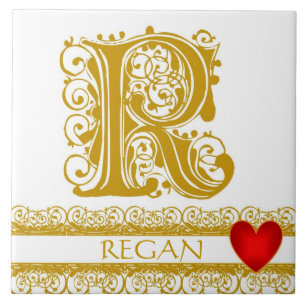 R Nom du monogramme Dentelle d'or Carreau de Modèl