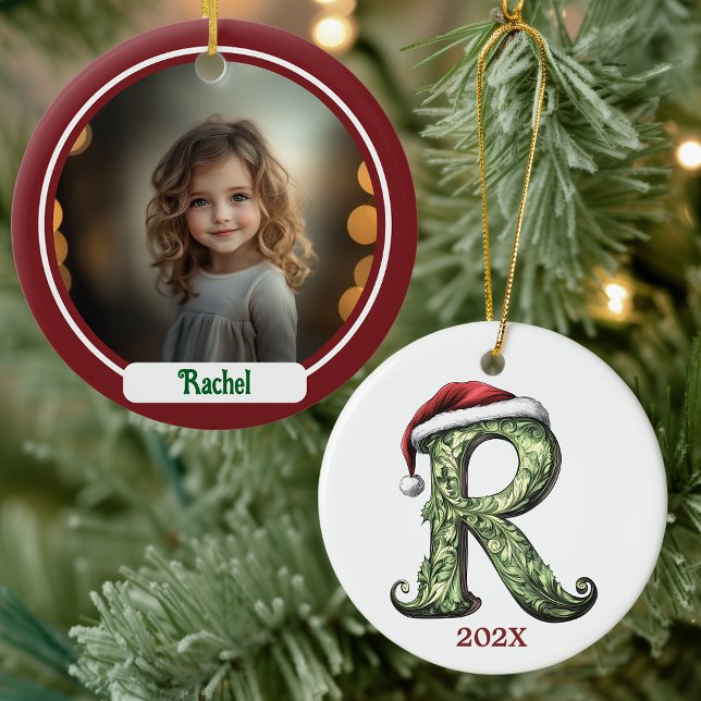 R Personalized Monogram Christmas Ornament (Creator Uploaded)