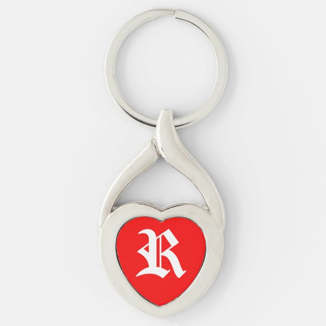 "R" Red Heart Keychain (Front)