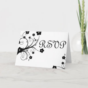 R.S.V.P. : blk & wht blossoms : Invitation