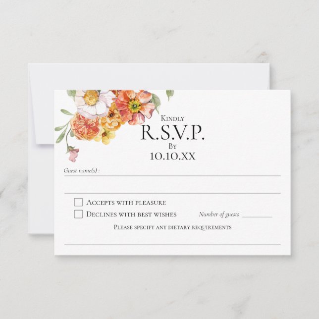 R.S.V.P. Card floral botanical wedding theme (Front)