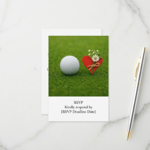 R.S.V.P. GOLF Wedding with golf ball on green  RSVP Card