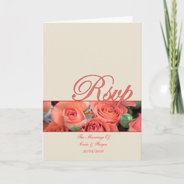 R.S.V.P, RSVP, Wedding Acknowledgement Card With R (Front)