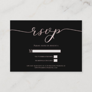 R.S.V.P. Wedding Reply Enclosure Black Pink Script