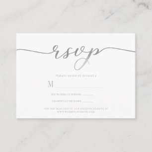 R.S.V.P. Wedding Reply Enclosure Silver Script Card