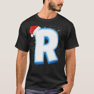 R Snowy Capital Christmas Monogram Alphabet Letter T-Shirt
