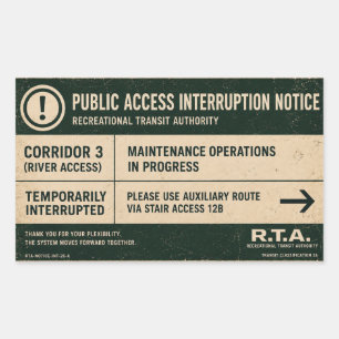 R.T.A. Public Access Interruption Notice Sticker