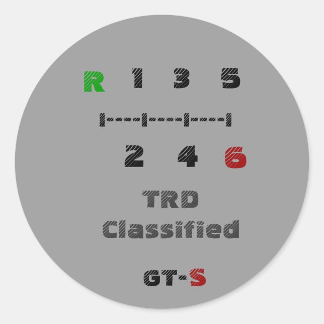 R, TRD Classified, 1   3   5, I----I----I----I,... Classic Round Sticker (Front)