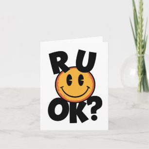 R U Ok Smiley Face Mental Health Design Sticker  Card