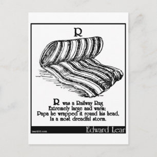 R was a Railway Rug Postcard