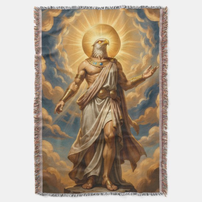 Ra – Egyptian Sun God Throw Blanket (Front Vertical)