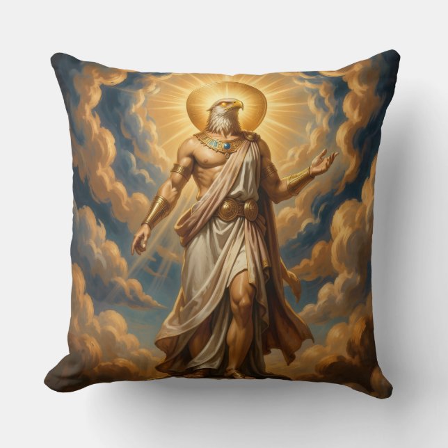 Ra – Egyptian Sun God Throw Pillow (Front)