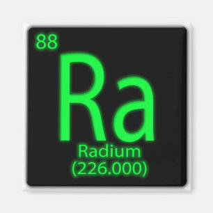 Ra Radium glowing in the dark. Radium was used as Magnet