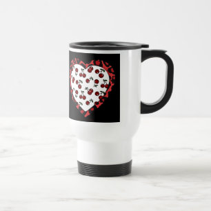 RAB cherries Leopard Print Heart Rockabilly Travel Mug