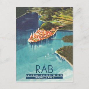 Rab isle, Dalmatia, Croatia, vintage travel poster Postcard