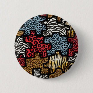 RAB Rockabilly Animal Print Puzzle 2 Inch Round Button