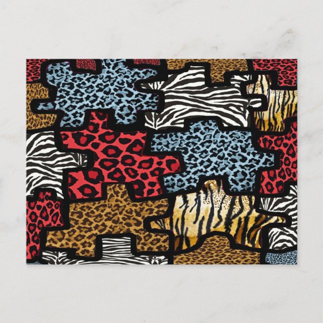 RAB Rockabilly Animal Print Puzzle Postcard (Front)