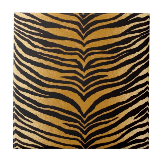 RAB Rockabilly Black and Gold Tiger Print Tile (Front)