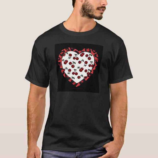 RAB Rockabilly Cherries Leopard Print Heart T-Shirt (Front)