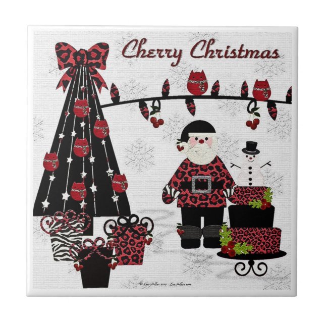 RAB Rockabilly Cherry Christmas Santa Tile (Front)