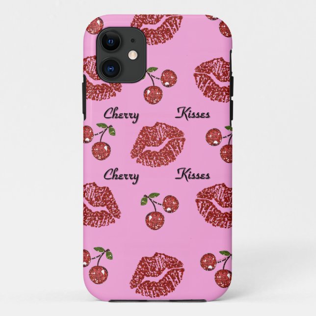 RAB Rockabilly Cherry Kisses on Pink Case-Mate iPhone Case (Back)
