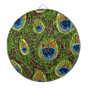 RAB Rockabilly Colourful Peacock Feathers Print Dartboard