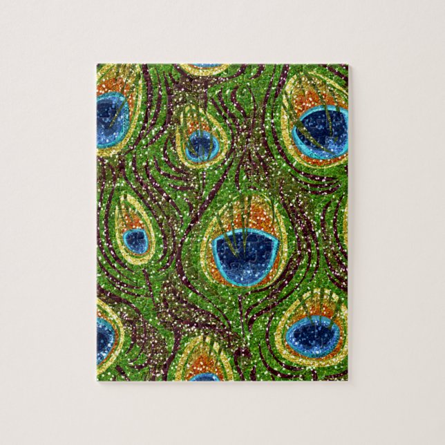 RAB Rockabilly Colourful Peacock Feathers Print Jigsaw Puzzle (Vertical)