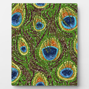 RAB Rockabilly Colourful Peacock Feathers Print Plaque