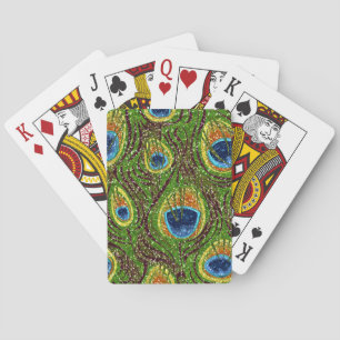 RAB Rockabilly Colourful Peacock Feathers Print Playing Cards