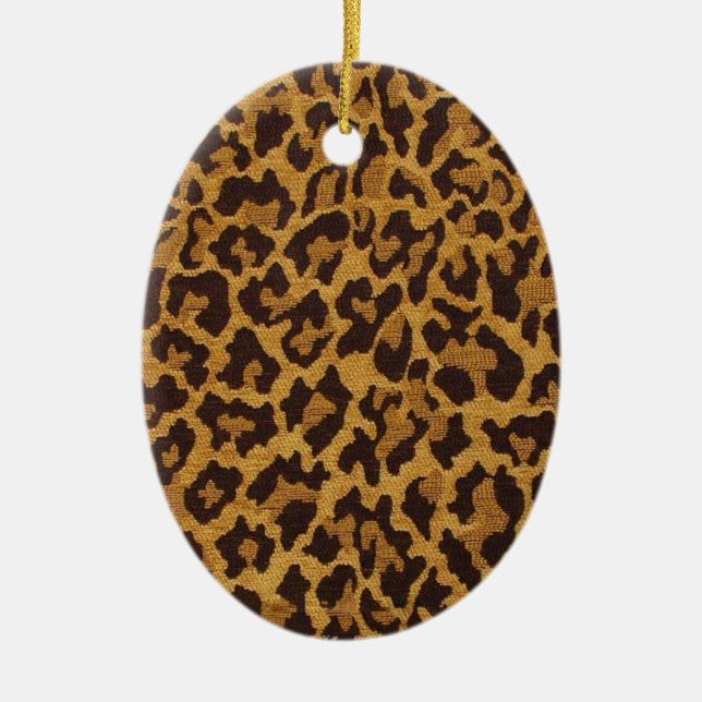 RAB Rockabilly Leopard Print Brown Gold Ceramic Ornament (Front)