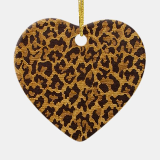 RAB Rockabilly Leopard Print Brown Gold Ceramic Ornament (Front)