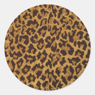 RAB Rockabilly Leopard Print Brown Gold Classic Round Sticker