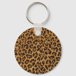 RAB Rockabilly Leopard Print Brown Gold Keychain