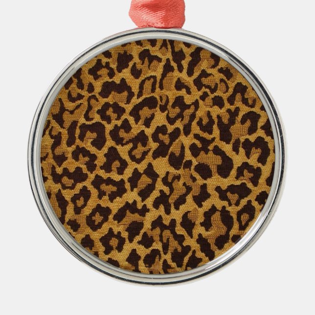 RAB Rockabilly Leopard Print Brown Gold Metal Ornament (Front)