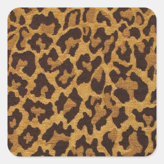 RAB Rockabilly Leopard Print Brown Gold Square Sticker