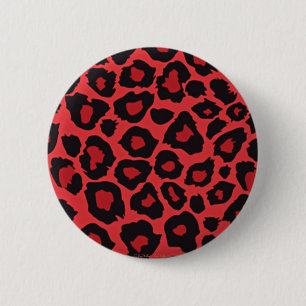 RAB Rockabilly Leopard Print Red Black 2 Inch Round Button