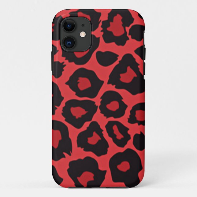 RAB Rockabilly Leopard Print Red Black Case-Mate iPhone Case (Back)
